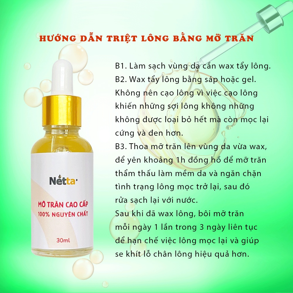 Mỡ Trăn Triệt Lông Nguyên Chất- Chuyên dùng sau wax lông, Se khít lỗ chân lông, Làm dịu da, dịu vết  bỏng, Làm mờ sẹo