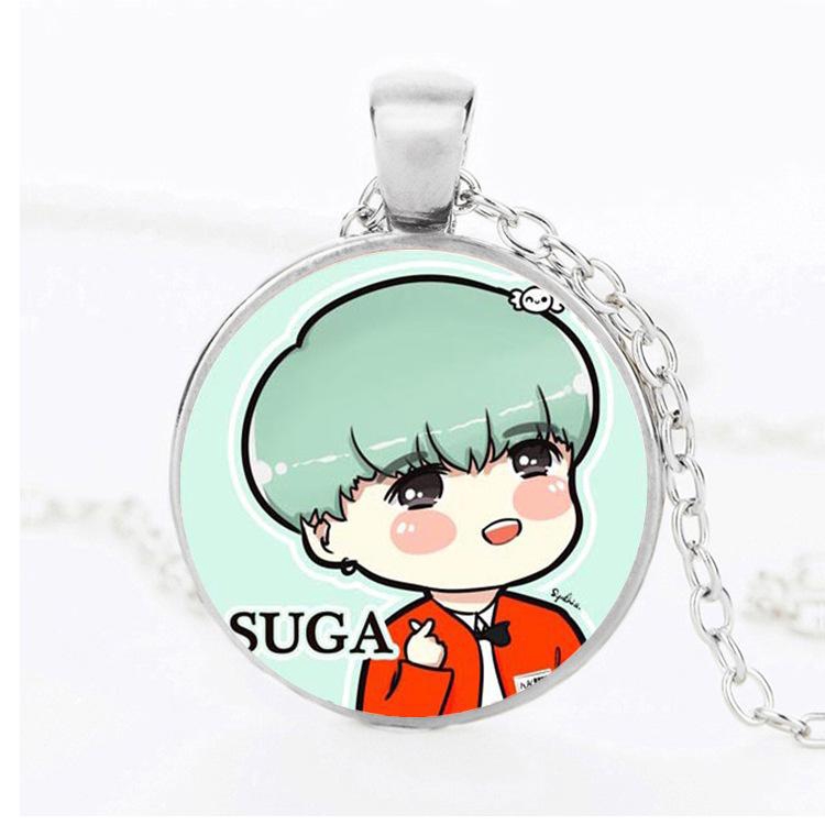 Dây chuyền mặt chibi BTS cute (dây bạc)