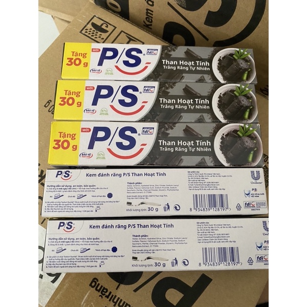 Combo 5 cây kem đánh răng P/S than hoạt tính 30g