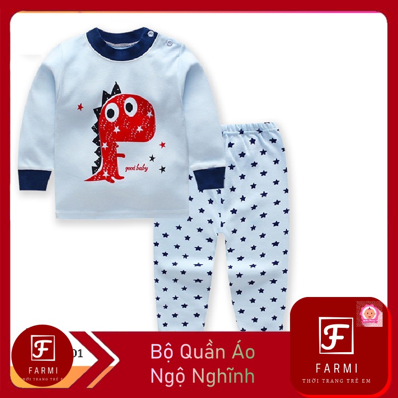 Bộ quần áo trẻ em Khủng Long, Voi, Cá Sấu, Động Vật  Farmi Shop Hàn Quốc version. Chất cotton siêu đẹp, siêu cute giá rẻ