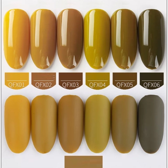 Sơn móng tay gel sơn nail dùng máy hơ gel Sơn gel AS tone vàng rêu mã QF 15ml