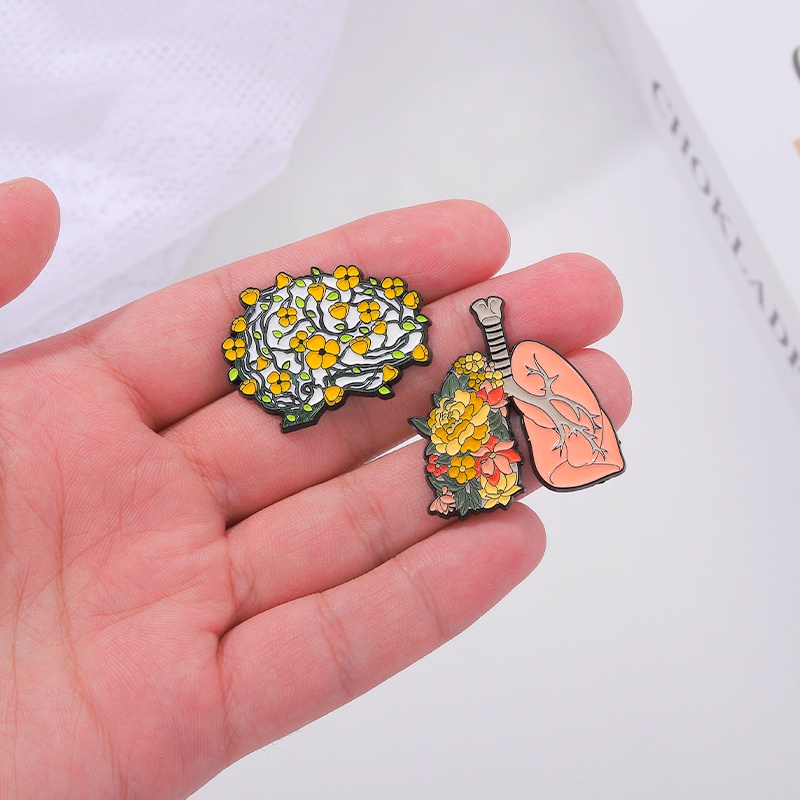 Ghim cài áo QIHE JEWELRY hình nội tạng cơ thể con người nhiều màu sắc 5 mẫu tùy chọn làm quà tặng cho bạn bè