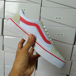 🎁[Sale off] Giày thể thao old skool 8 kẻ sọc đỏ ( Mũi Da Lộn Xịn)