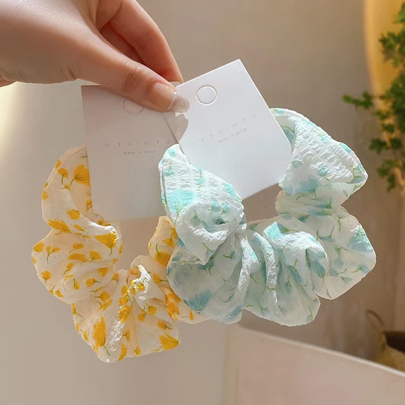 Dây Buộc Tóc Đuôi Ngựa In Họa Tiết Hoa Đơn Giản Phong Cách Hàn Quốc Thời Trang Cho Nữ