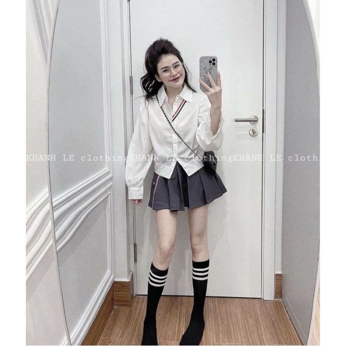 Chân váy xếp ly mix áo sơ mix siêu đẹp _JZ5TA