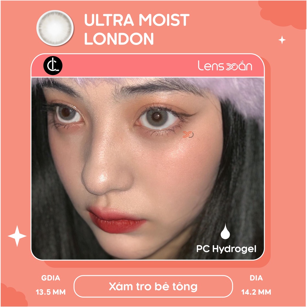 KÍNH ÁP TRÒNG CAO CẤP SIESTA ULTRA MOIST LONDON CỦA COLORCL (PC HYDROGEL LENS) : LENS XÁM ÁNH BẠC PHA BÊ TÔNG| LENS XOẮN