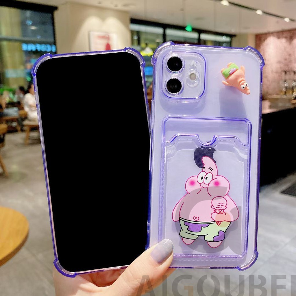 2021 SpongeBob SquarePants Big Star Cute Cartoon Cute Silicone Phone Case Location Card 12 12Pro 12ProMax 11Pro 11ProMax 7 8 7Plus 8Plus X XS XR XSmax