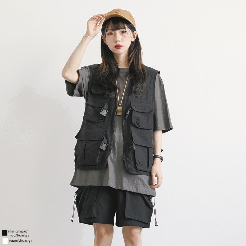 Áo Khoác Ghi Lê Nhiều Túi Thời Trang Cá Tính Cho Nam Nữ