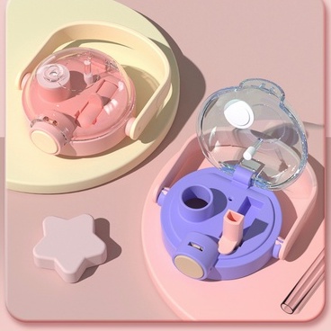 Bình Nước Dung Tích 1L In Hình Hoạt Hình Có Ống Hút Tiện Dụng Cho Bé