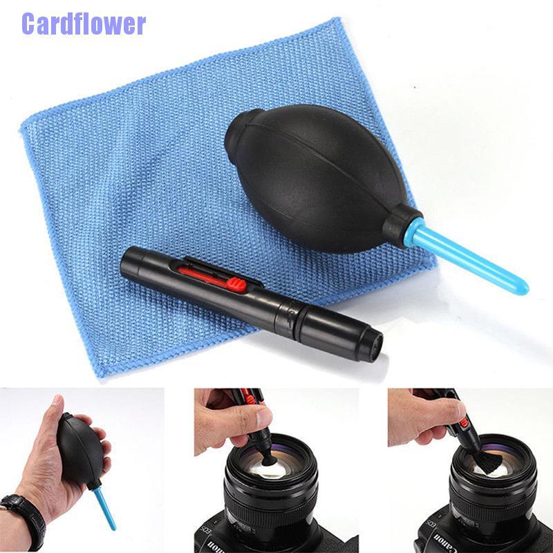 Cardflower  3 in 1 Lens Cleaning Cleaner Dust Pen Blower Cloth Kit For DSLR VCR Camera