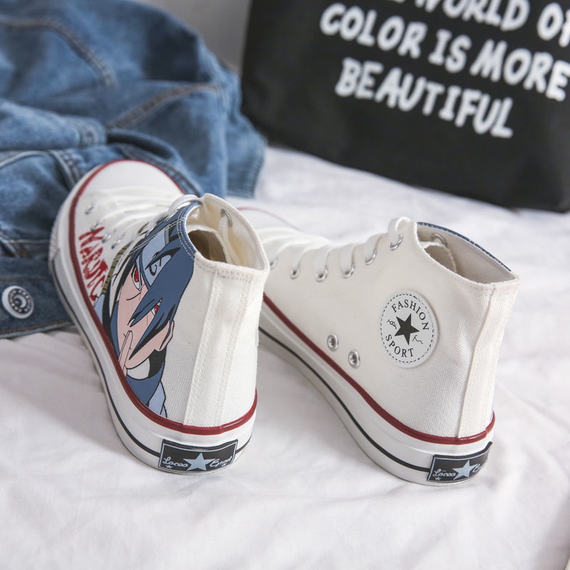 Giày Thể Thao Canvas Cổ Cao In Hình Naruto Thời Trang Cho Nam