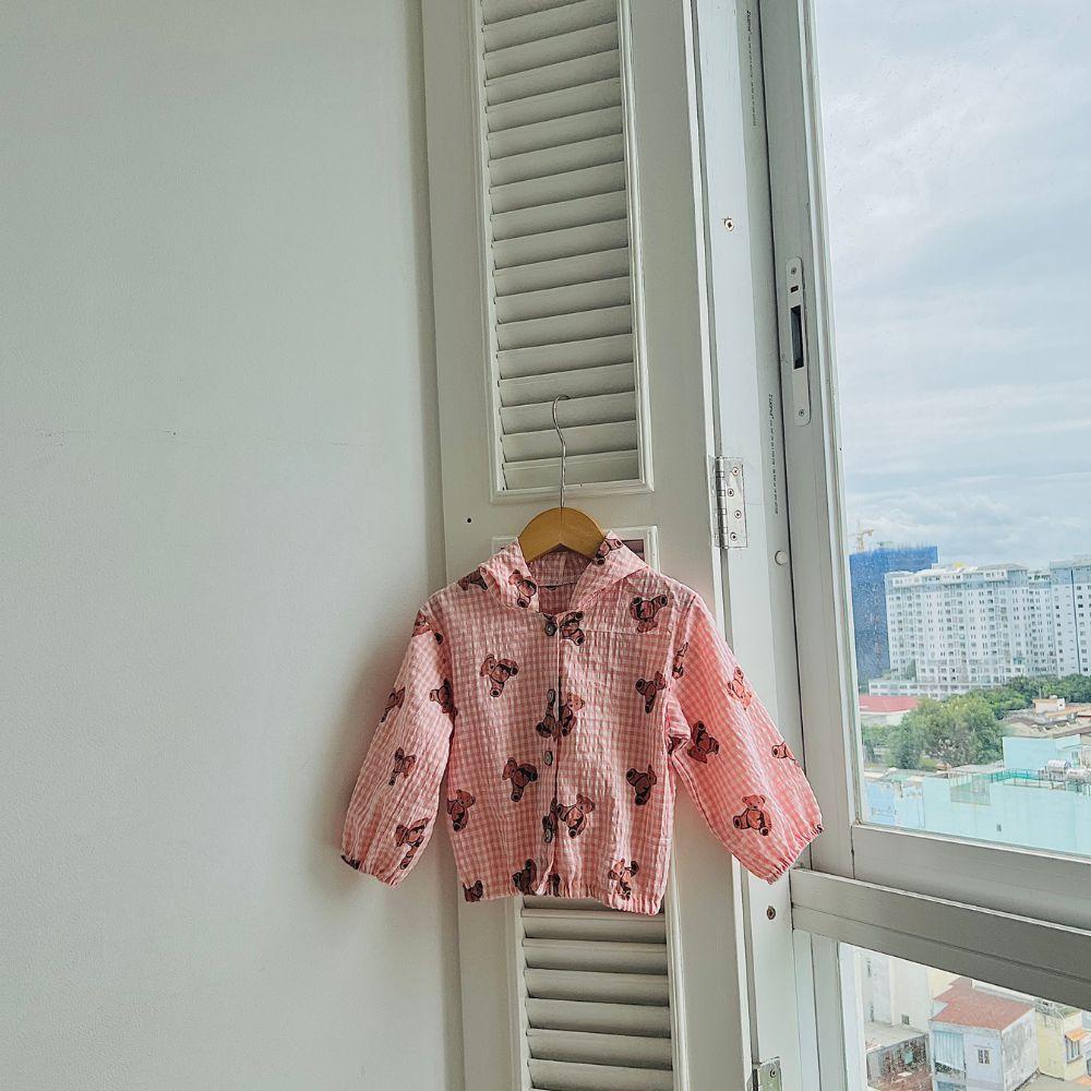 Áo khoác gấu nút gỗ thật vintage unisex dành cho bé trai bé gái 2 màu Shushibaby