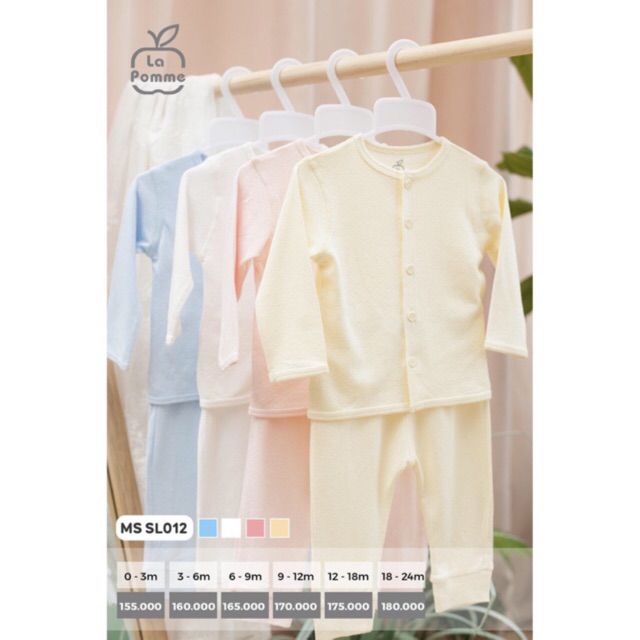Lapomme- bộ dài tay cổ tròn cài cúc giữa