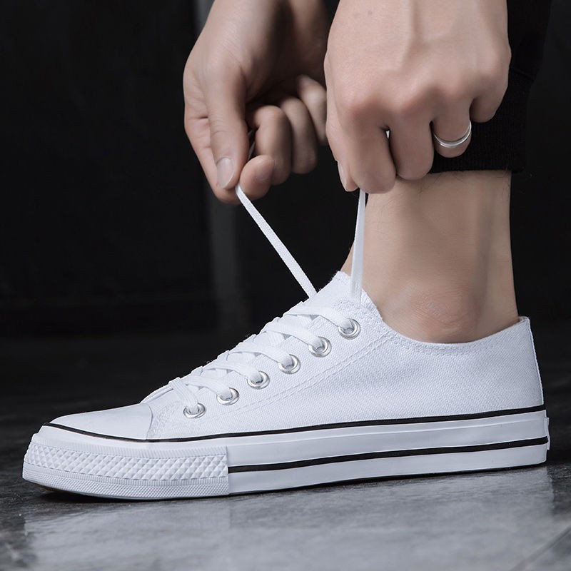 Harajuku Korean Men's Low Collar Canvas Youth Sneakers Non-slip Comfortable Flat Sandals