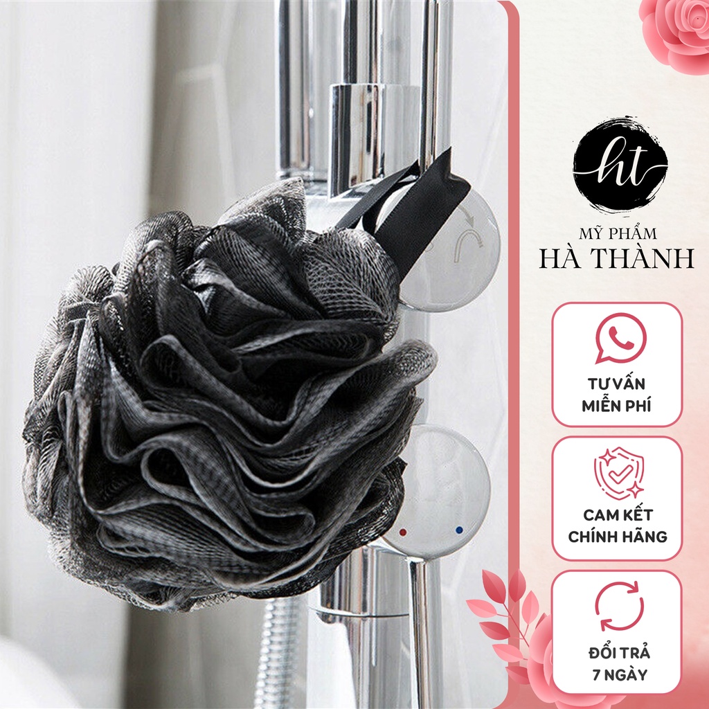 Bông tắm than tre hoạt tính làm sạch, loại bỏ tế bào chết 12cm Hà Thành - HT247