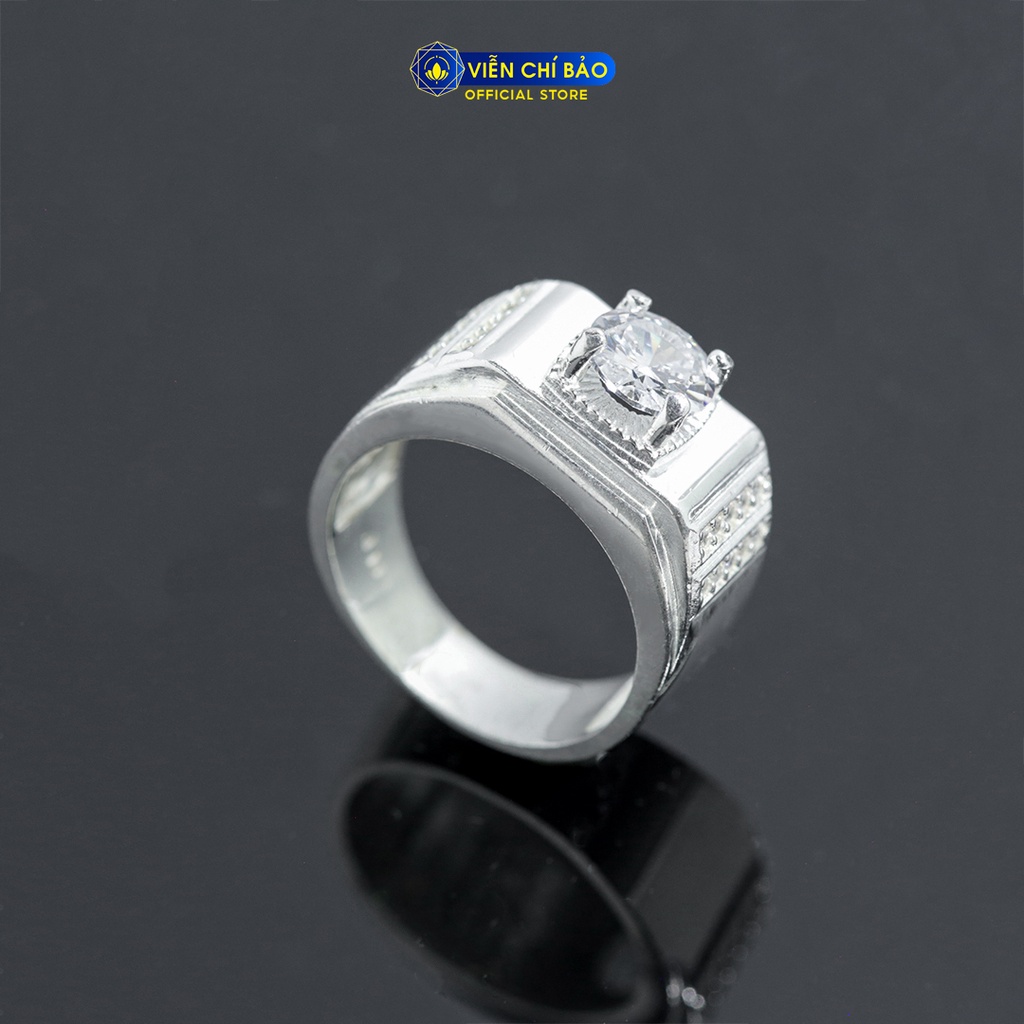 Nhẫn bạc nam đính đá trắng chất liệu bạc 925 thời trang thụ kiện trang sức Viễn Chí Bảo N300020