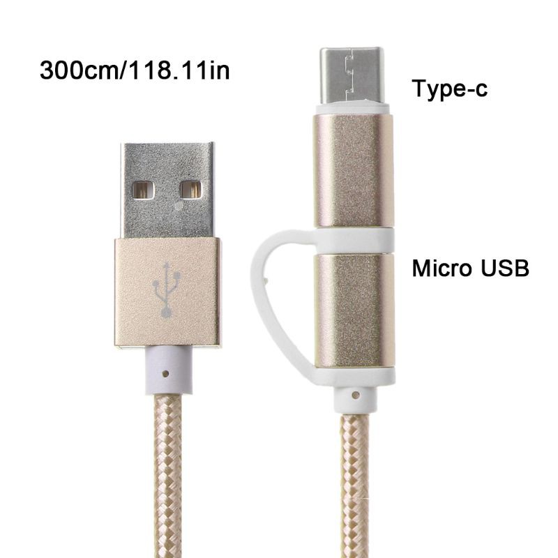 ANDROID Cáp Sạc 2 Trong 1 Micro Usb Type C Cho Samsung Oneplus Xiaomi Huawei Htc Sony Tablet Pc