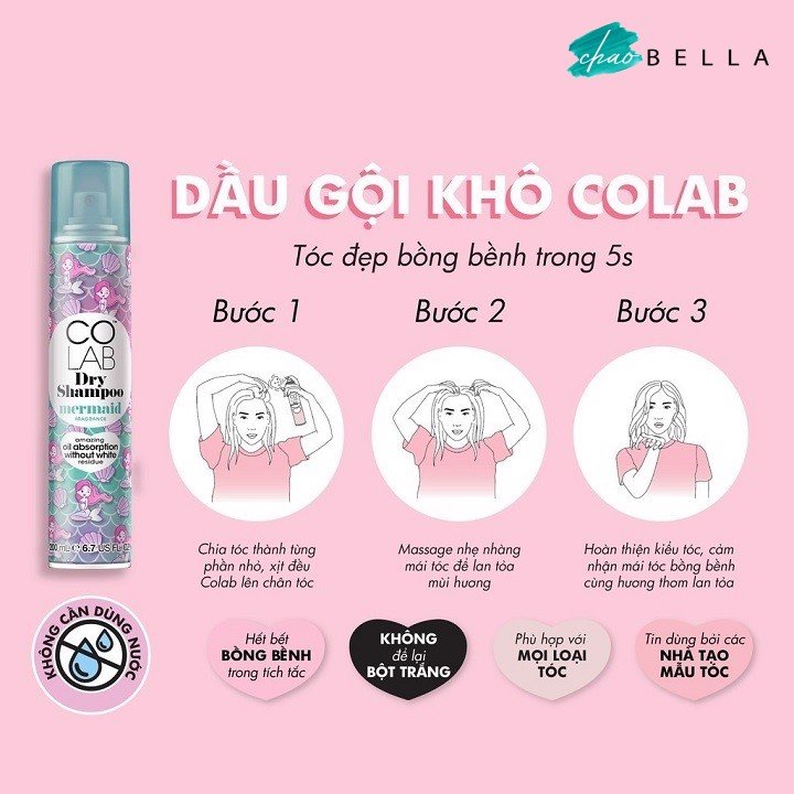 Dầu Gội Khô Colab UK Đủ Mã Hương Thơm Giảm Bết Tóc - Dầu Gội Đầu Mượt Tóc Cho Nam Nữ Cao Cấp 200ml/50ml - Mỹ Phẩm GENB