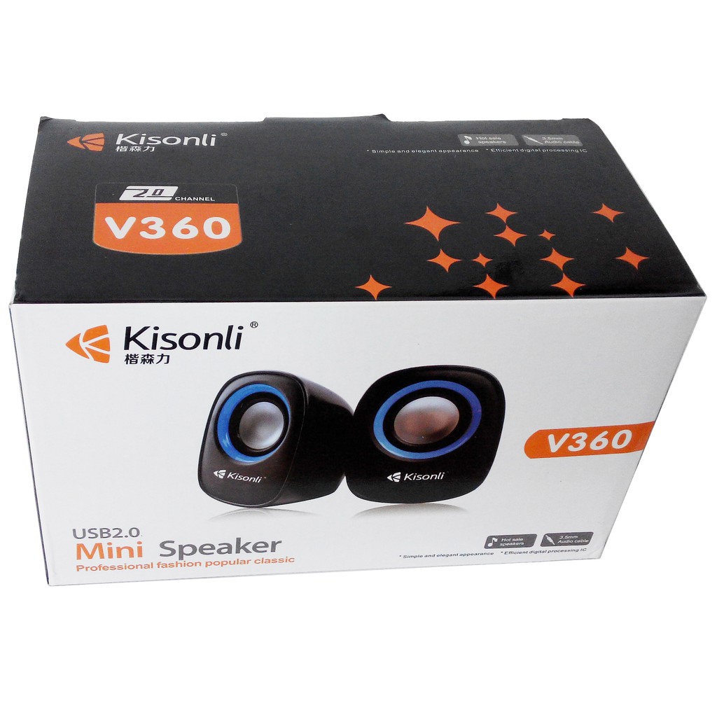 Loa vi tính 2.0 Kisonli V360 nhỏ gọn âm thanh nghe lớn VSP phân phối