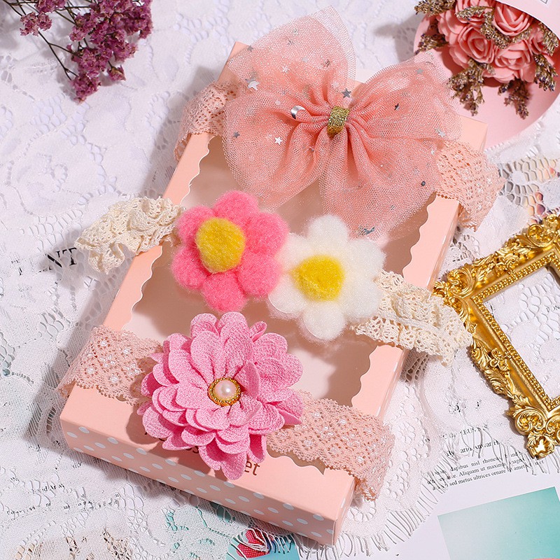 Hộp băng đô cài tóc cho bé gái, nhiều mẫu nhiều màu.