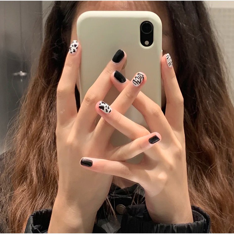 Bộ nail, sticker 24 móng tay in hình hoa văn 3D sang chảnh