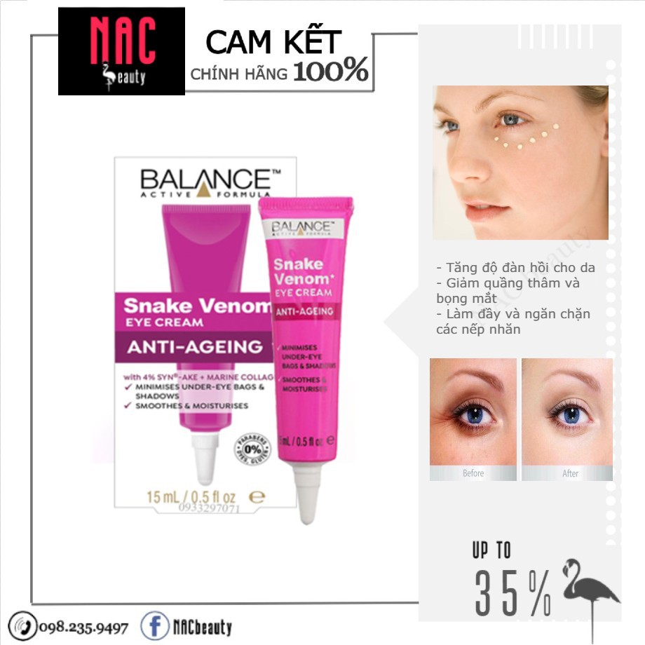 Kem Dưỡng Mắt Nọc Rắn Balance Active Formula Snake Venom Eye Cream 15ml