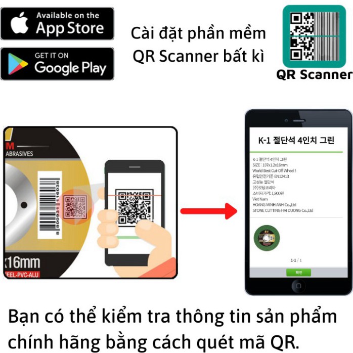 ĐÁ CẮT SẮT 1 TẤC 5 | Đá cắt K1 đen 150 | Đá cắt sắt phi 150 - thanhbinh