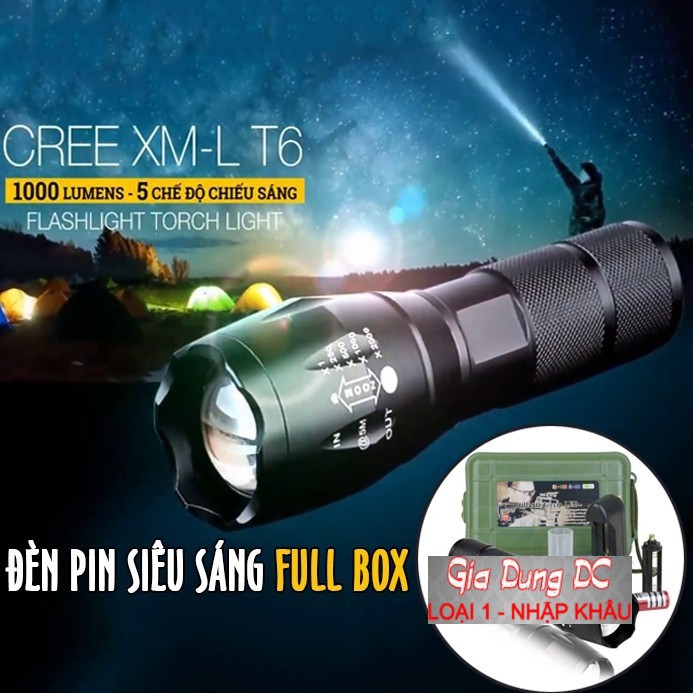FreeShip _Hàng Loại 1 - Đèn pin siêu sáng bóng led xml t6 police tự vệ chuyên dụng