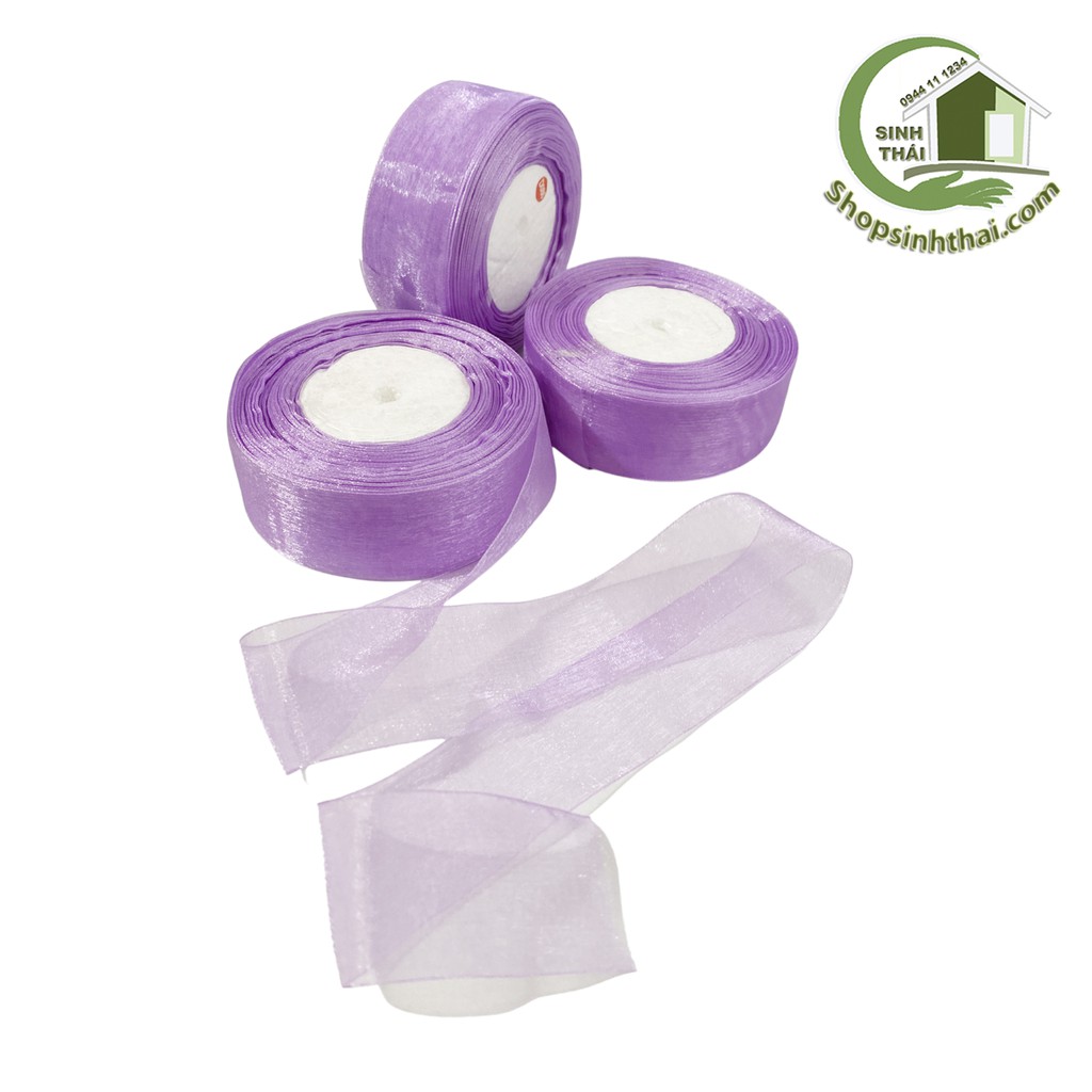 Ruy băng vải voan lưới nhũ viền, màu trắng, đỏ, xanh dương, hồng, kem, tím  - chọn màu