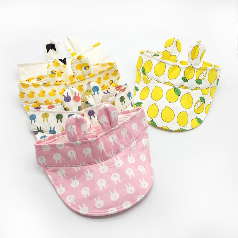 Mũ lưỡi trai hở đầu phối tai thỏ họa tiết hoạt hình dễ thương cho bé