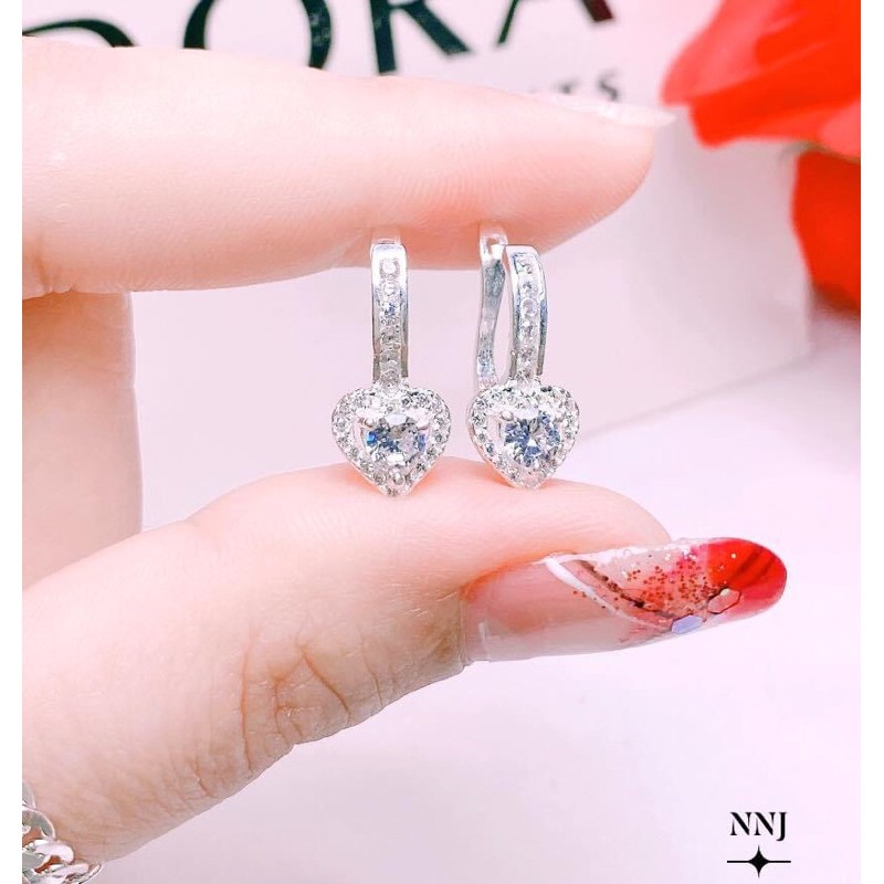 BÔNG TAI TIM DÁNG BẤM BẠC TA