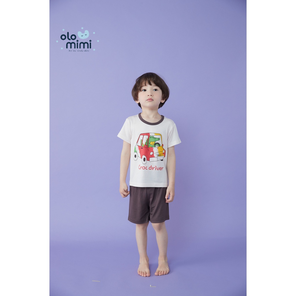 Bộ pijama cộc bé trai Croc Driver 95% Rayon – Olomimi Hàn Quốc