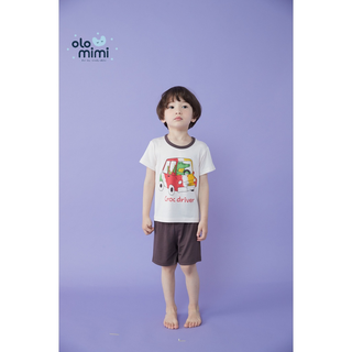 Bộ pijama cộc bé trai Croc Driver 95% Rayon – Olomimi Hàn Quốc