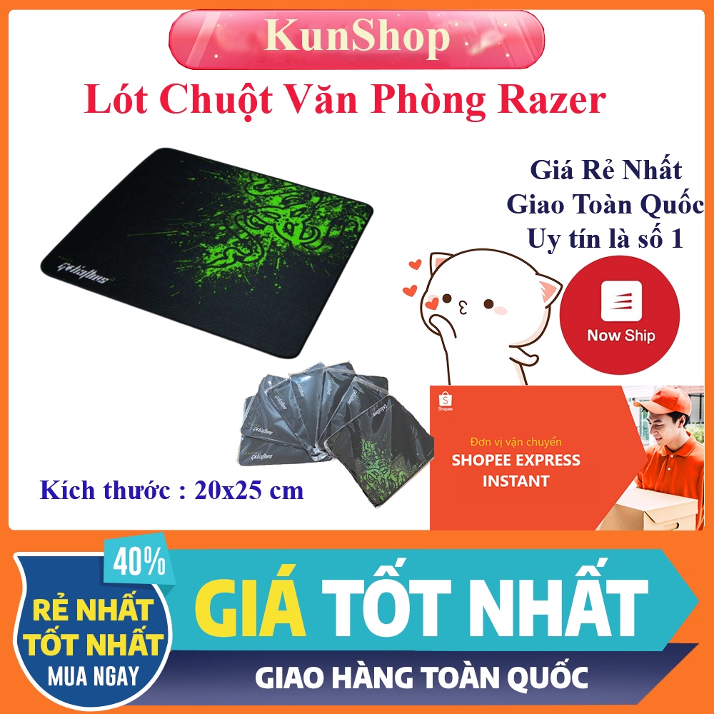 ❤️KunShopVn❤️ Lót chuột văn phòng Razer 20x25 cm Tấm Lót Chuột sinh viên giá rẻ Lót Chuột Gaming Game thủ
