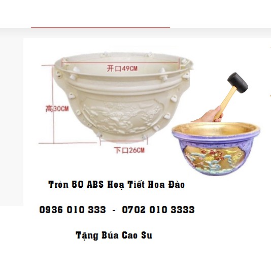 Khuôn Đổ Chậu Nhựa ABS Siêu Bền Chậu Tròn 50cm Hoạ Tiết Cây Tùng Tặng Búa Cao Su.