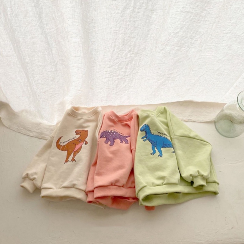 Áo Sweater In Hình Khủng Long Hoạt Hình Phong Cách Hàn Quốc Thời Trang Mùa Thu Cho Bé Trai Và Gái