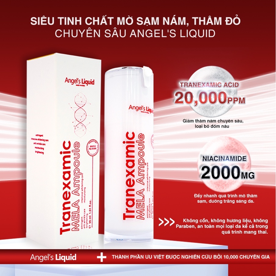 Siêu Tinh Chất Xoá Thâm Đỏ Mờ Sạm Nám Angel's Liquid Tranexamic Mela Ampoule 30ml