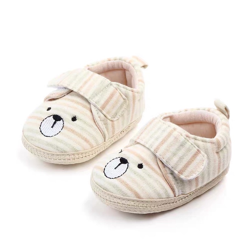 Giày tập đi cho bé 0-18 tháng tuổi chống trơn trượt đính cho bé ORGANIC cotton hữu cơ tự nhiên hàng siêu xinh