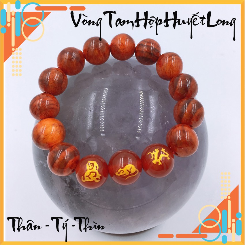 [Sale lớn] Vòng tay tam hợp gỗ huyết long Thân - Tý - Thìn