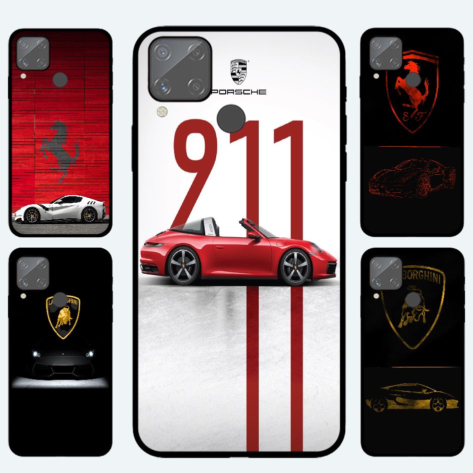 For OPPO Realme7i Realme SuperZoom Realme C3 C2 C1 Realme X7pro X3 X2pro Supercar  Casing soft case  Ferrari, Lamborghini and Porsche mobile phone shell