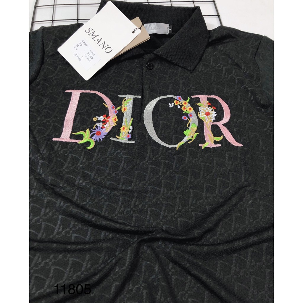 Polo ⚡Dior⚡ [𝗟𝗢𝗚𝗢 𝗧𝗛𝗘̂𝗨] - Áo phông Dior cổ bẻ dập vân chìm, dáng áo trẻ trung, cá tính