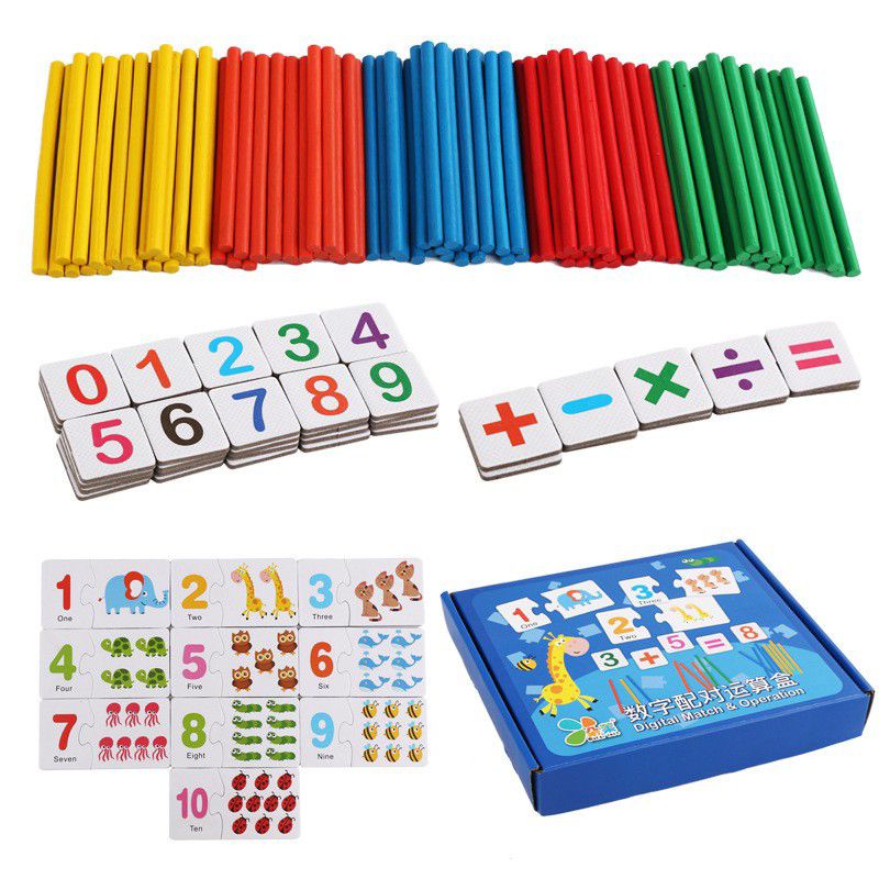 Đồ chơi Bộ thẻ ghép số kèm que tính học toán cho bé 3,4,5,6 tuổi
