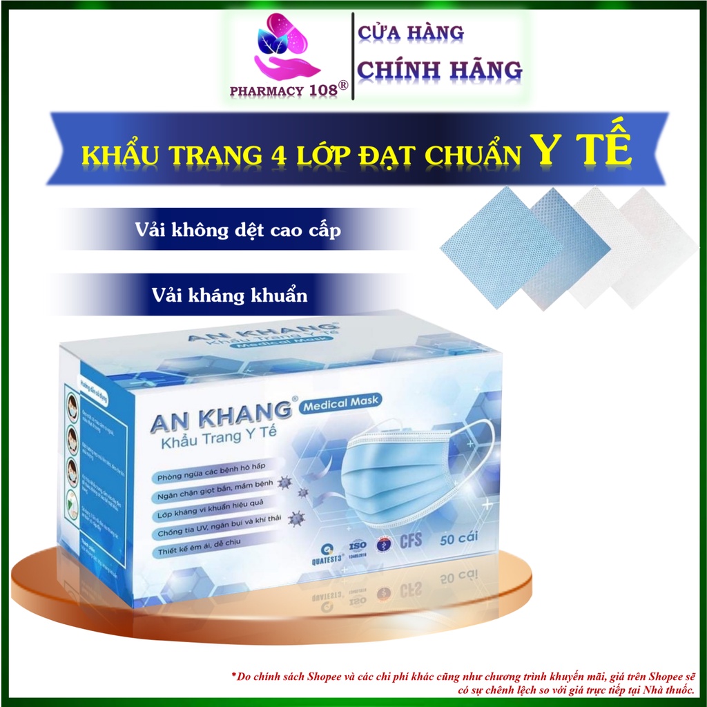 Khẩu trang y tế 4 lớp tiệt trùng✅FREESHIP✅ Hộp 50 cái Khẩu trang y tế 4 lớp chuẩn Y TẾ