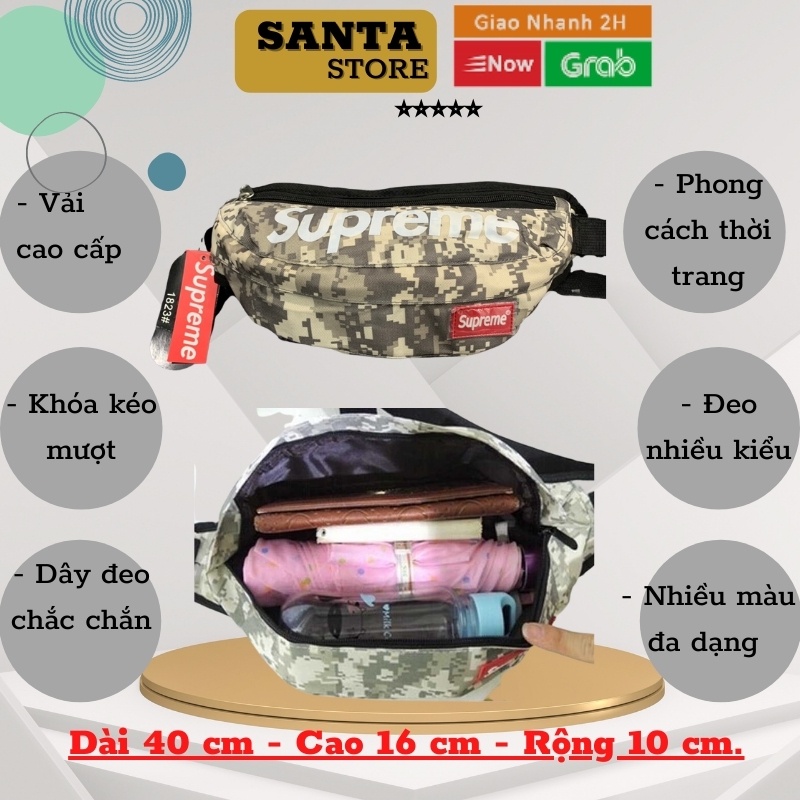 Túi bao tử nam nữ unisex thời trang đeo chéo hông bụng vai nhiều ngăn màu SANTA STORE BBSUP cao cấp chống nước giá rẻ