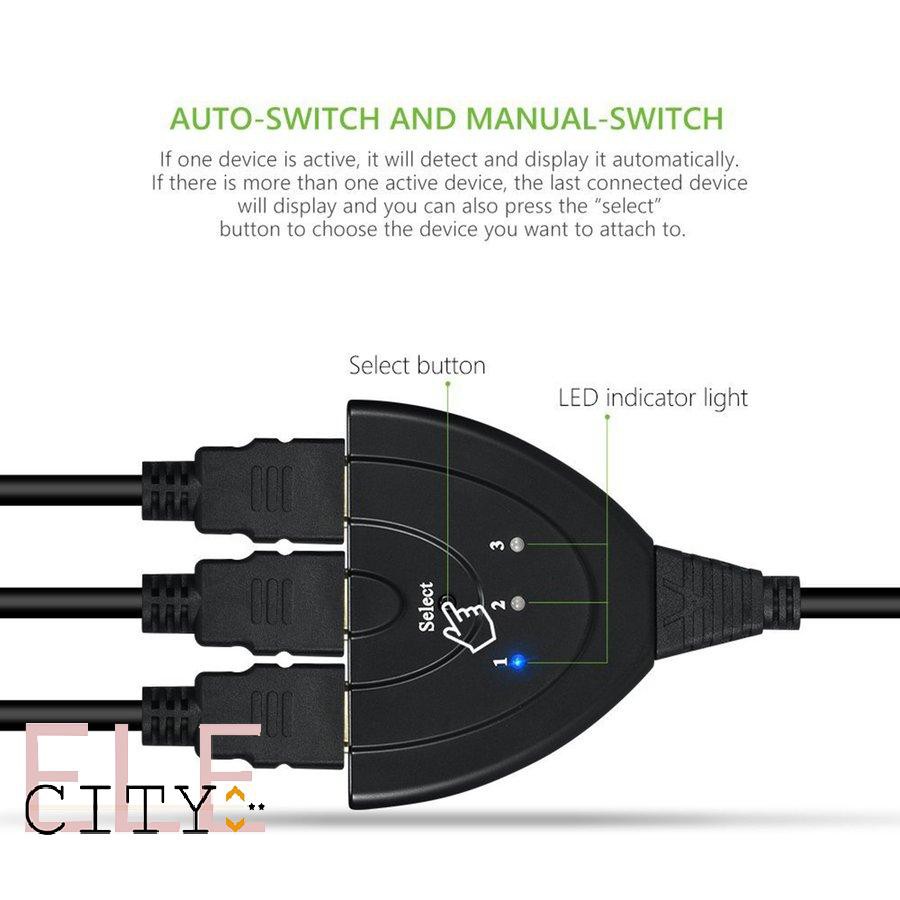 111ele} 3 HDMI Ports In and 1 HDMI Out Full HD 1080P HDMI Switch 3D Display