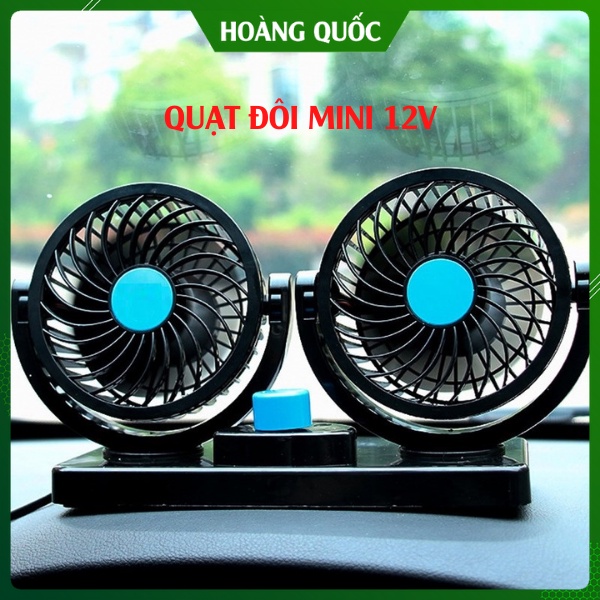 Quạt Máy Đôi Mini 12V Xoay 360 Độ Tiện Ích Trên Ô Tô, Xe Hơi Cao Cấp