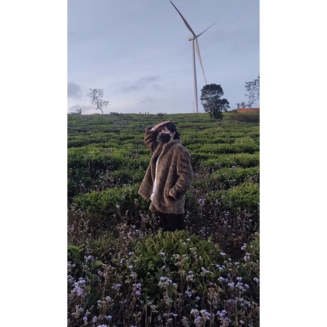 Áo khoác lông nâu