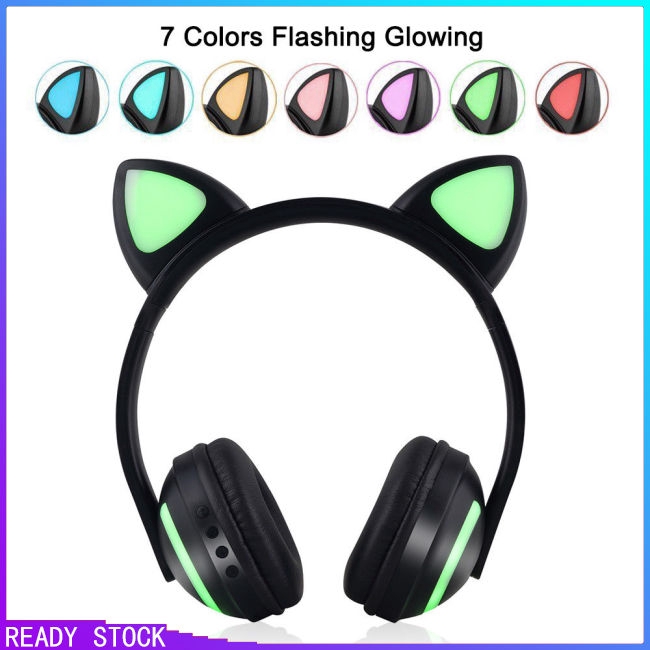 Wireless Bluetooth 4.2 Cat Ear Headband LED Lights Headphone Headset for kids Girls