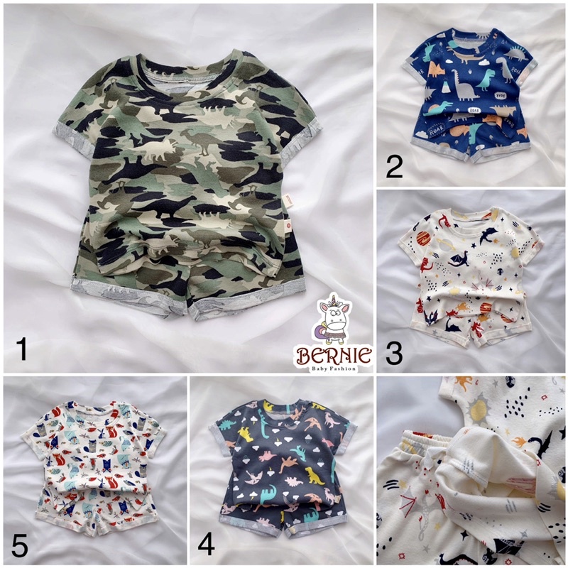 Bộ cộc tay cotton zip bé trai
