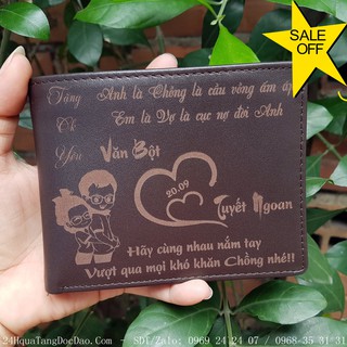 Ví Da Khắc Tên, Ví Nam Bò Thật Khắc Tên Theo Yêu Cầu